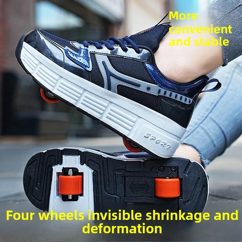 

Детские роликовые коньки с колесами, скоростные кроссовки для детей 2 в 1, съемные роликовые коньки, обувь для паркура с деформацией 31