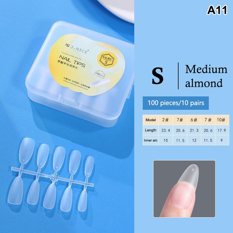 100 Pièces Embouts d'Ongles Amande Couvrance Totale Mat Gel Souple Faux Ongles Pour Salon de Manucure DIY Manucure Maison Création d'Art pour Ongles