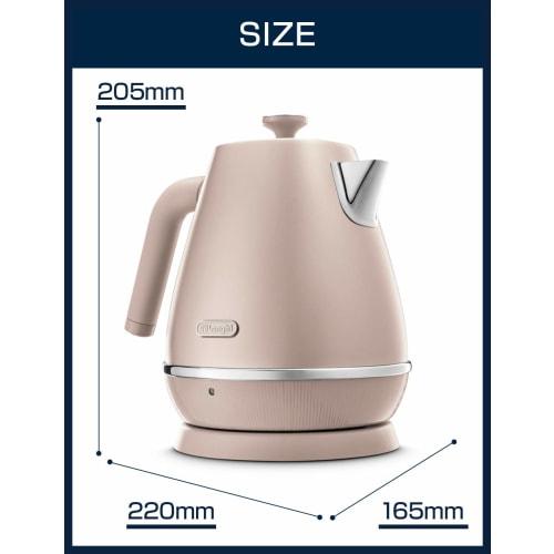 De'Longhi Electric Kettle Distinta Perla KBIN1200J-PK Stainless Steel 1.0L Easy-to-read water meter Foreign object prevention filter Empty boiling pre