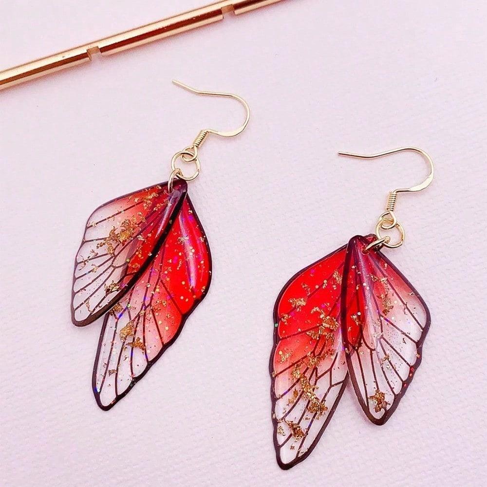 1Pairs Gold Plated Crystal Butterfly Wing Drop Dangle Earrings For Women Wedding Jewelry
