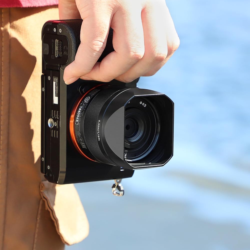 Haoge Metal Square Lens Hood + Hood Cap for Fujifilm, Compatible with Sony Carl Zeiss Sonnar T* FE 35mm F2.8 ZA, FE 55mm/F1.8, and FE 24mm F1.8 ZA Len