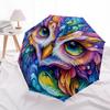 1 PC Automatic Folding Umbrella - Colorful Owl Pattern, Portable & Foldable Design with 8 Ribs, Christmas Birthday Gifts