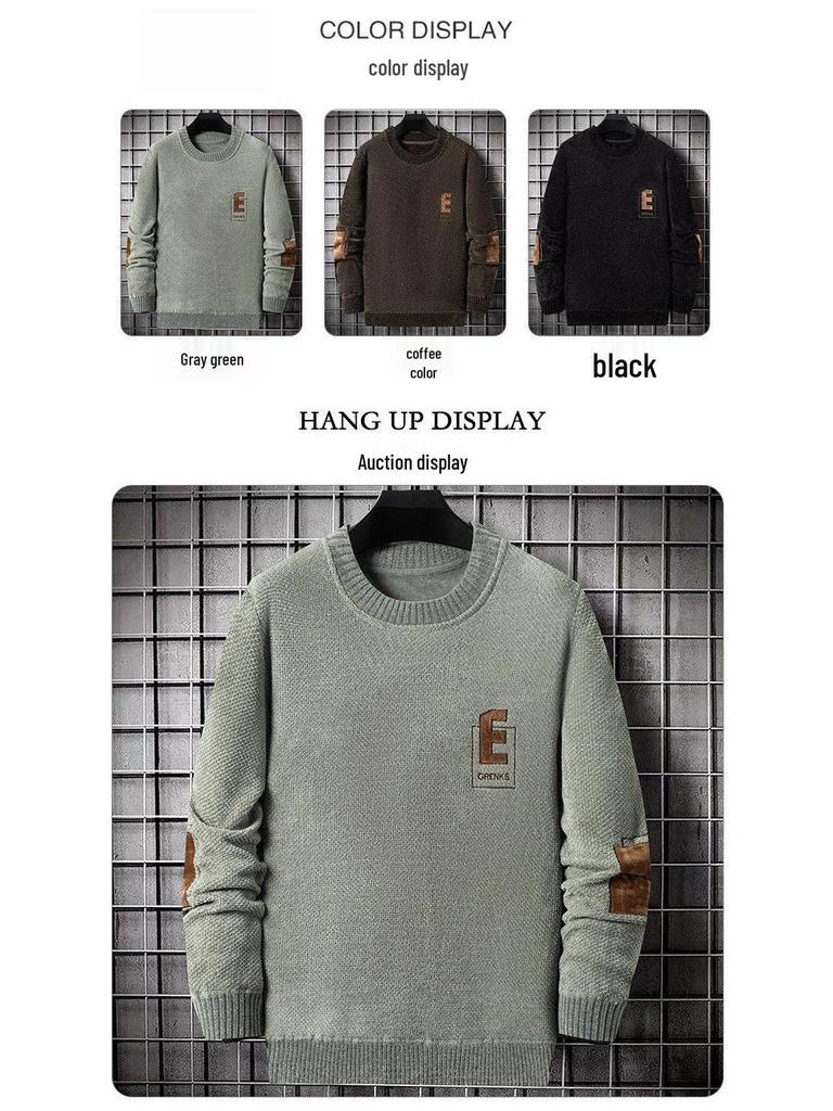 Men's Thick Velvet Sweater, Korean Style Round Neck – Warm Autumn/Winter Hoodie for Teens & University Students