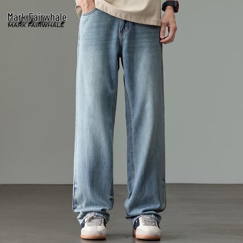 Mark Fairwhale Men's Breathable Tencel Blend Loose Straight-Leg Jeans