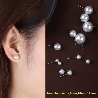 Elegante Runde Kugelohrstecker 4mm 5mm 6mm 8mm 10mm 12mm Ohrstecker Perlenohrringe Hochzeit Verlobung