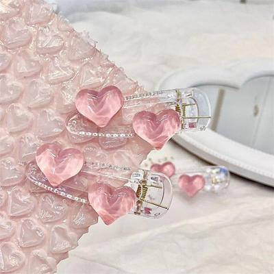 Jelly Pink Transparent Süße Herz Haarspangen Mädchen Herz Liebe Haarnadeln Süße Entenschnabel Seitenspangen Einfache Haarschmuck