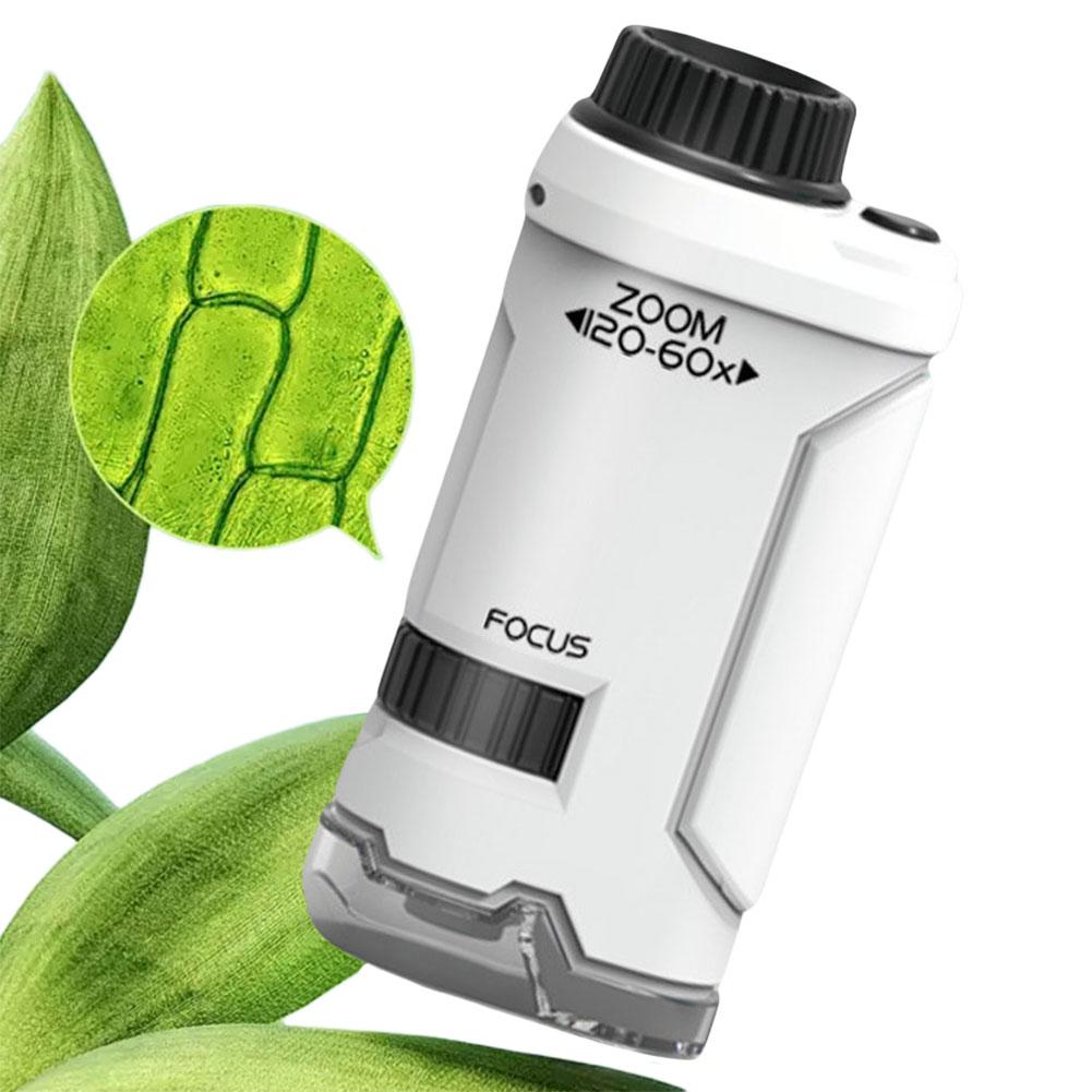 60-120x Portable Microscope with LED Light Handheld Microscope Little Scientist Microscope Science for Kids
