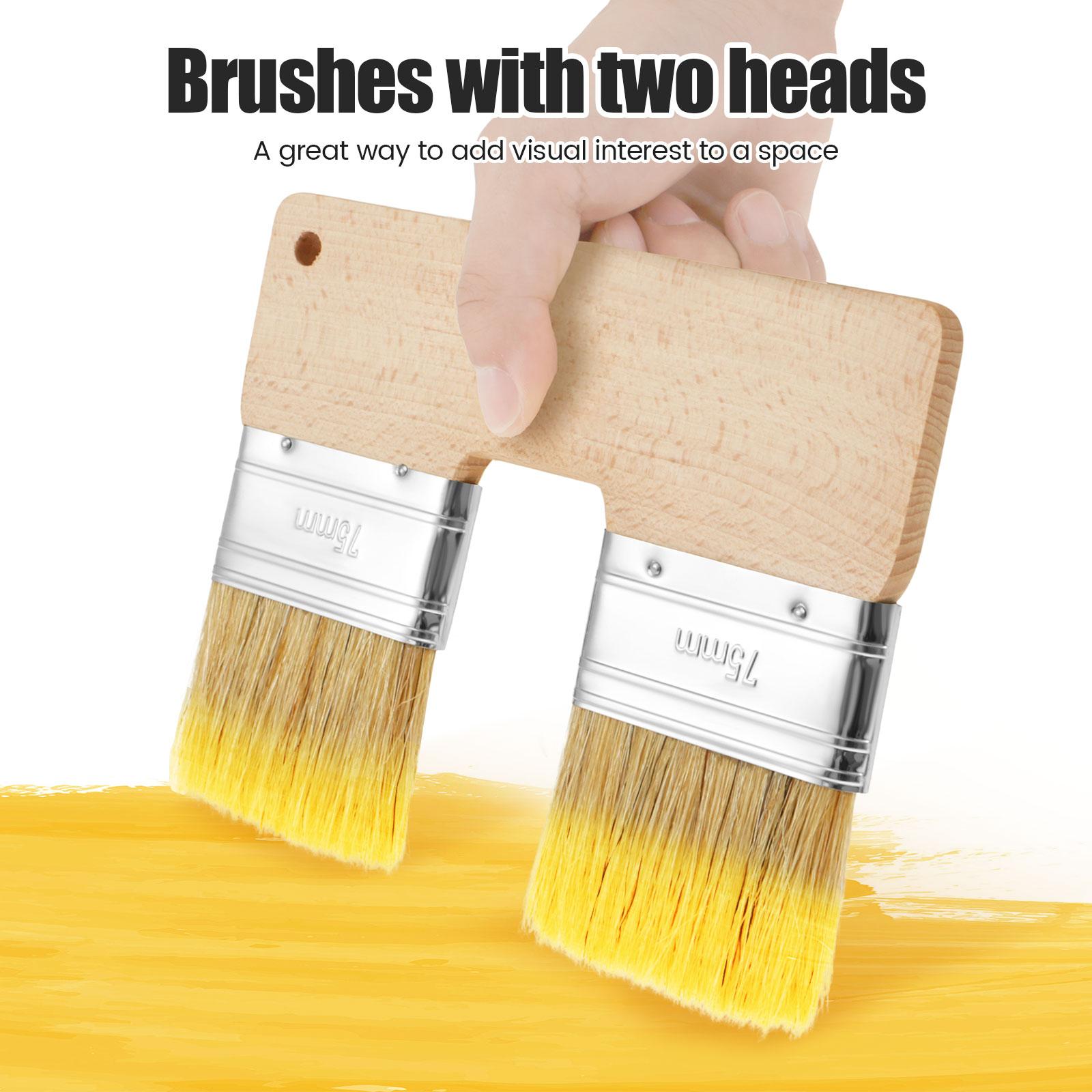 U Shape Wall Paint Brush Double Color Brush Double Head Painting Brushes Home Improvement wood Handle Oil Painting Brush Tools