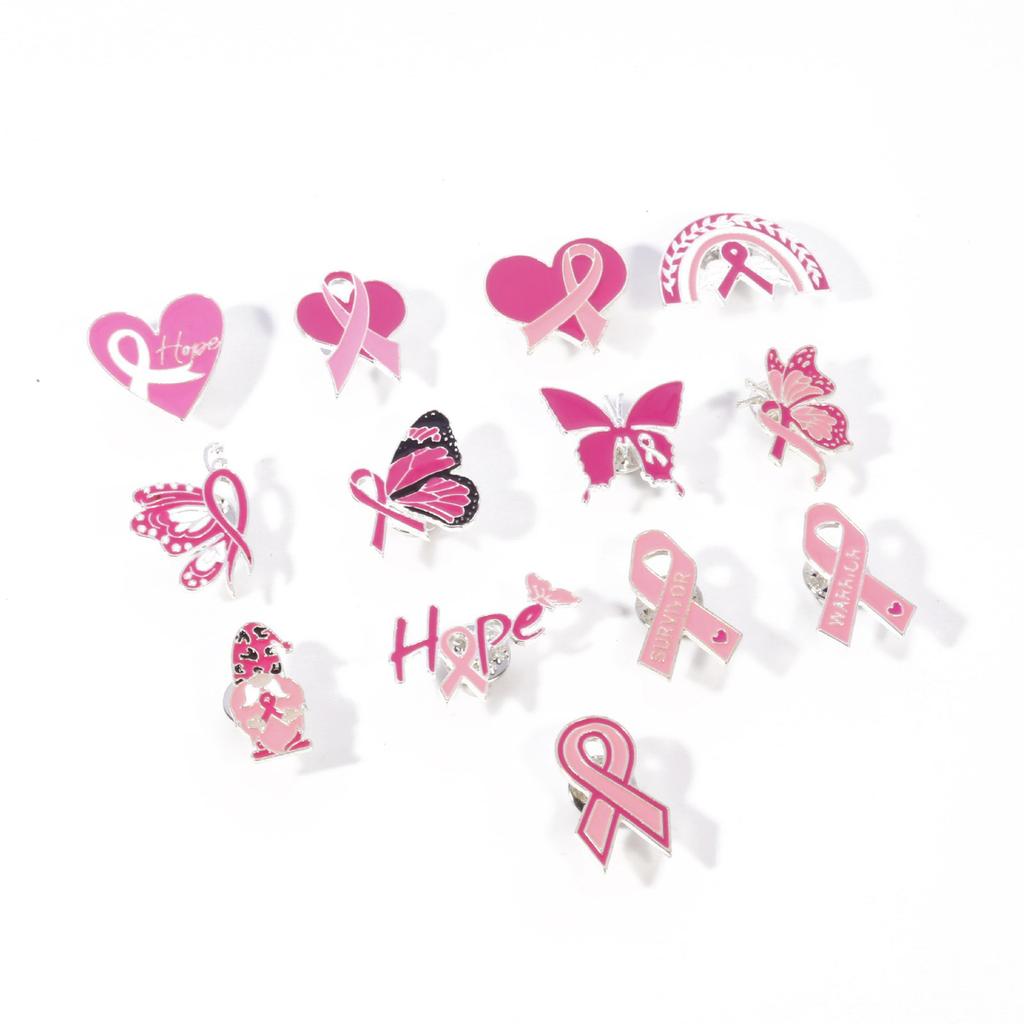 Elegant Breast Cancers Awareness Ribbon Brooch Sweater Lapel Pin for Women and Girls Clothes Decoration Accessories