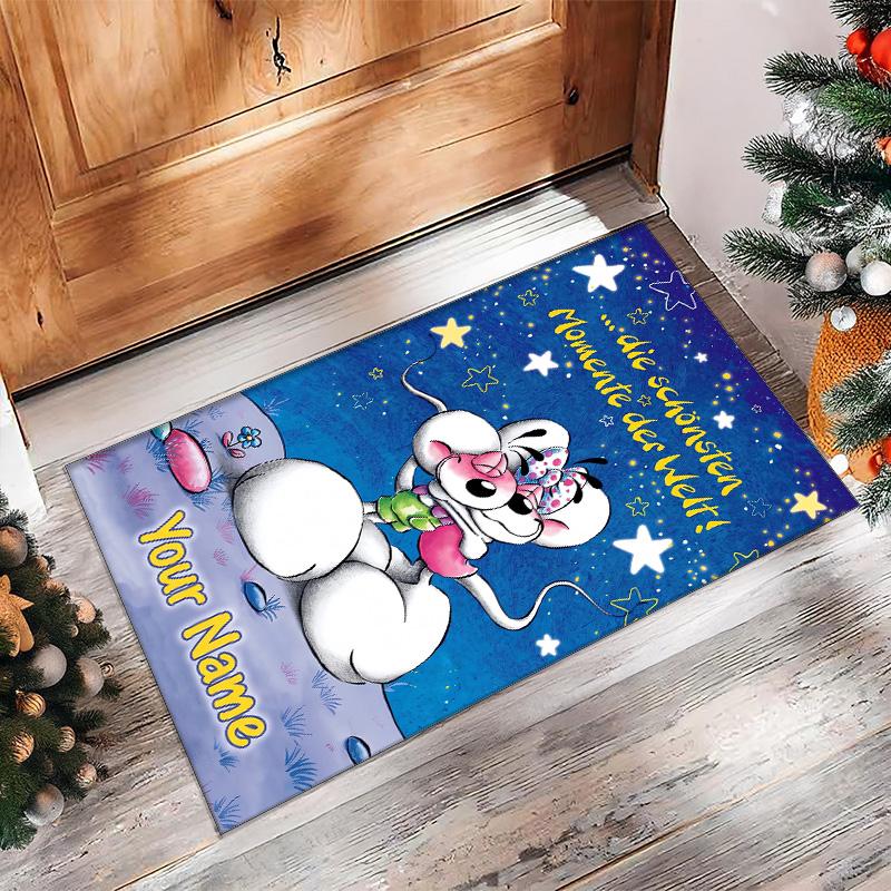 Diddl Crystal Velvet Rug, Custom Name Text Personalized Non‑Slip Floor Mat for Home Decor Gift