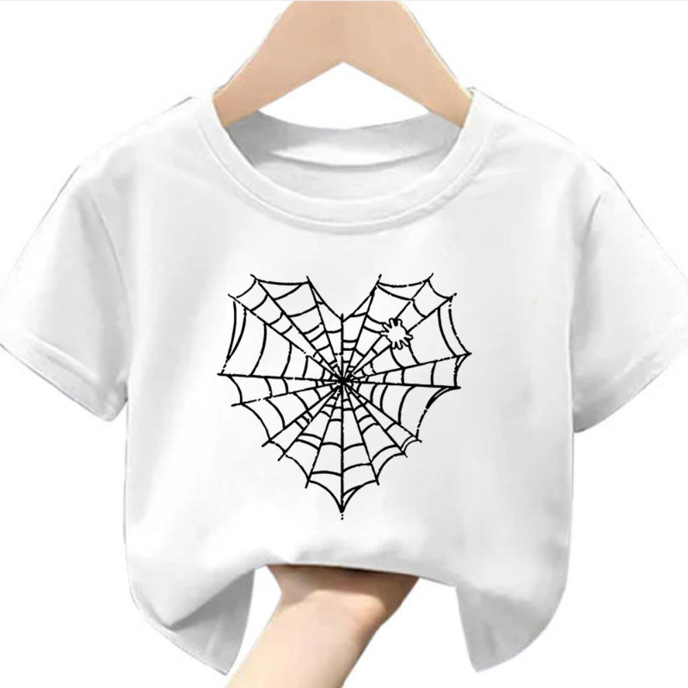 Spider Web Print Children's Short-Sleeved T-Shirt - New Style Children's Summer Clothing Half-Sleeved Boys' and Girls' T-Shirt