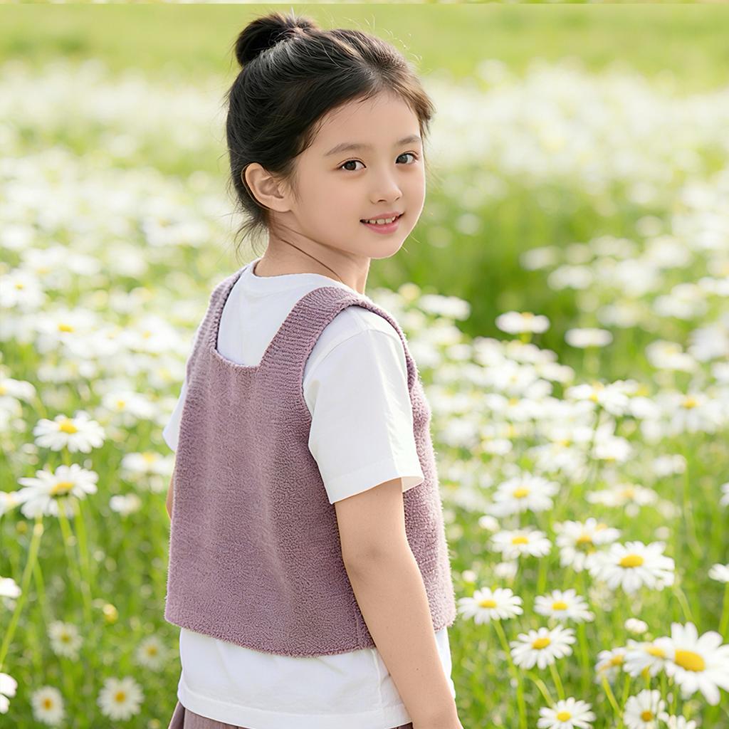 Girls' Knitted Vest Spring and Autumn New Style Children's Knitted Tank Top Stylish Outwear