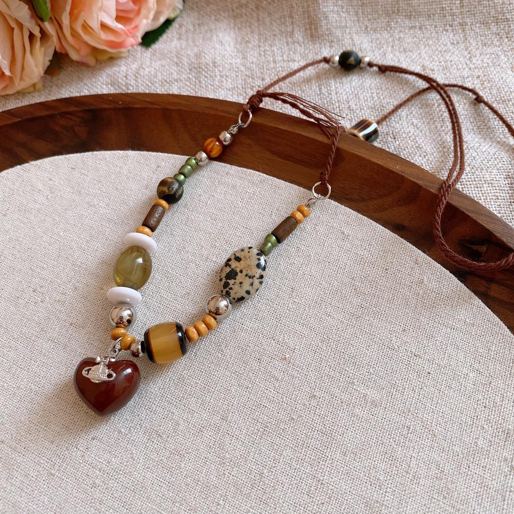 New Chinese beaded woven flower necklace light luxury collarbone chain retro ethnic style versatile necklace