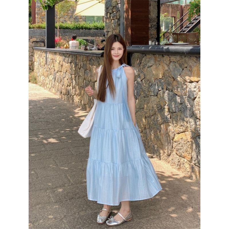 Kumikumi Summer Niche Style Tank Dress Bows