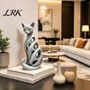Abstrakte Katzenfigur für Regale 3D-gedruckte Spiralfigur, Hohlskulptur, Modernes Handwerk Geschenk Kollegen Schreibtischregal, Minimalistische Kunst Home Office