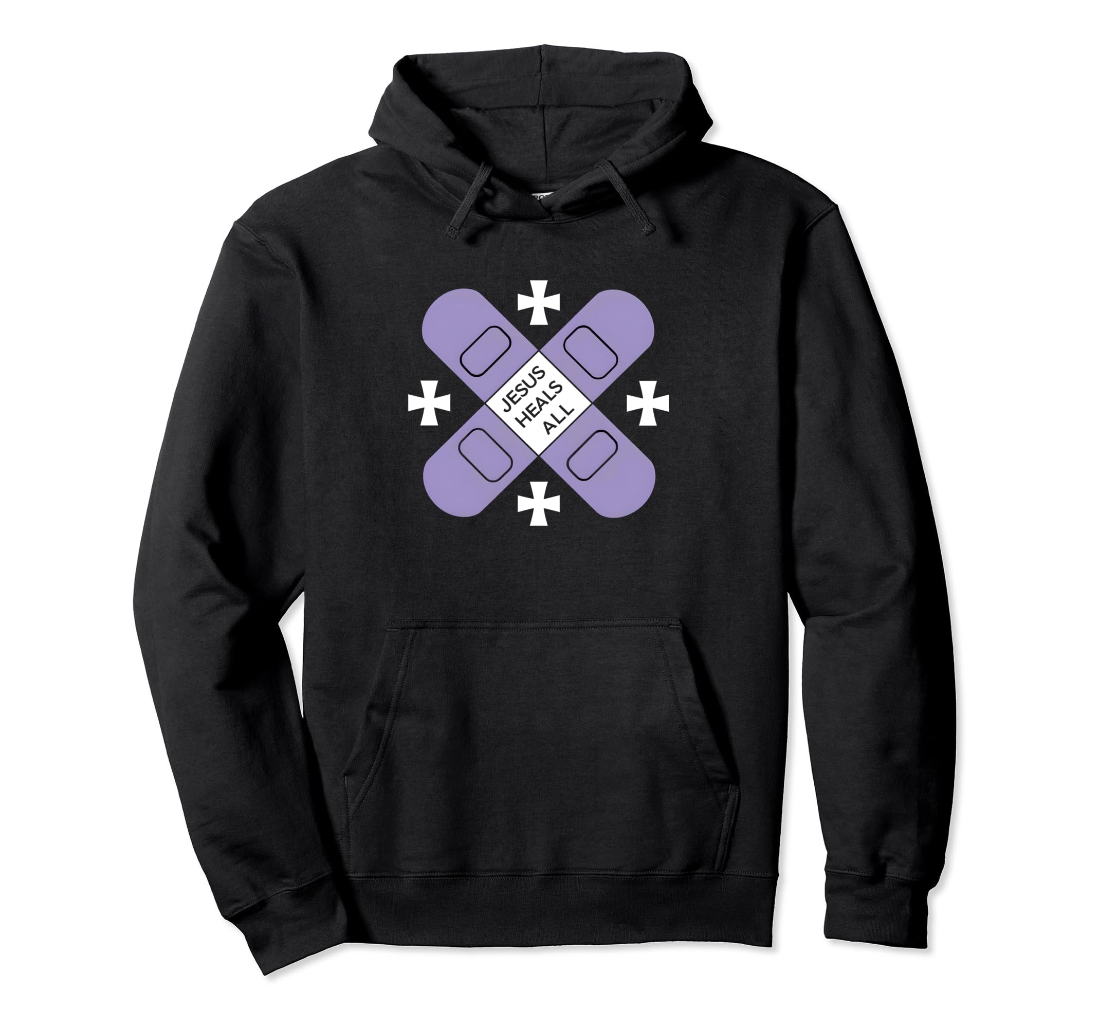 

Jesus Heals Christian Faith Religion Hoodie Band-Aids чёрный