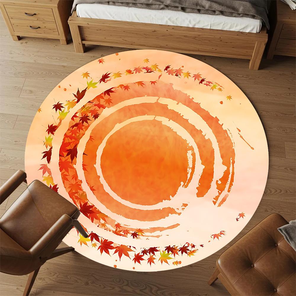 1pc Autumn Leaves Round Chair mat Area Rug - Non-Slip, Floor Mat for Office, Bedroom, and Indoor Decor c1125190