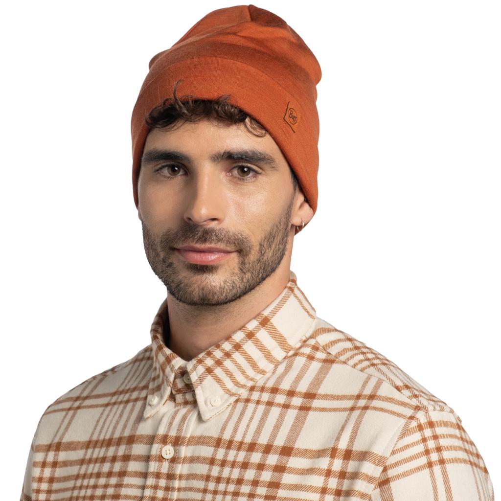 BUFF Merino Heavyweight Beanie, Unisex Brown Cap
