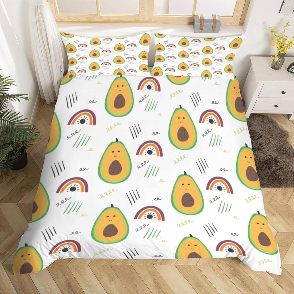 Avocado Duvet Cover Three-piece Set Fun Pattern Bedding Set with Pillowcase