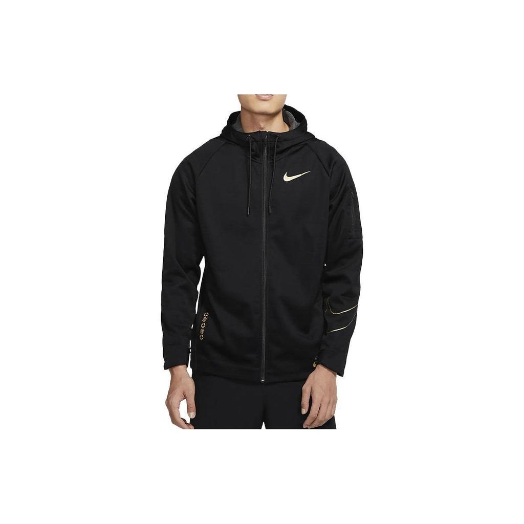 Nike Logo Printed Full-Length Zip Training Jacket Men Jacket Black CU3678-010