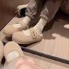 Grape Mother of the Same Style, Cute Velcro Warm Half Drag Ugly Cute Wool Mary Jane Mao Mao Single Shoes Autumn and Winter