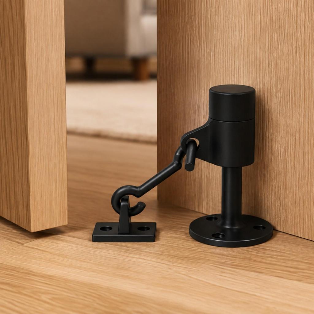 Stainless Steel Door Stopper with Hook Rust Resistant Heavy Duty Mounting Hardware
