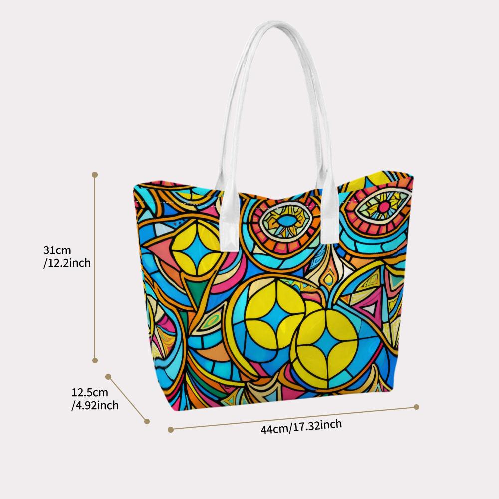 Bohemian Geometric Print Tote Bag Stylish Durable Casual Daily Use Shopping Shoulder Handbag for Women