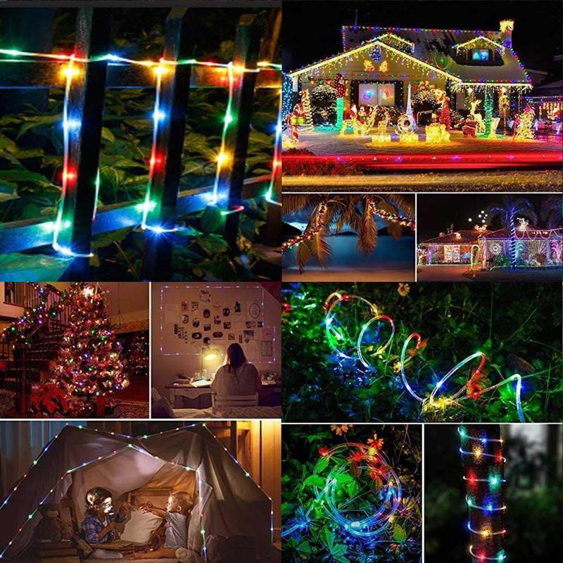 LED Solar RGB Rainbow Tube Light for Outdoor Ambiance - Color-Changing Trampoline String Light