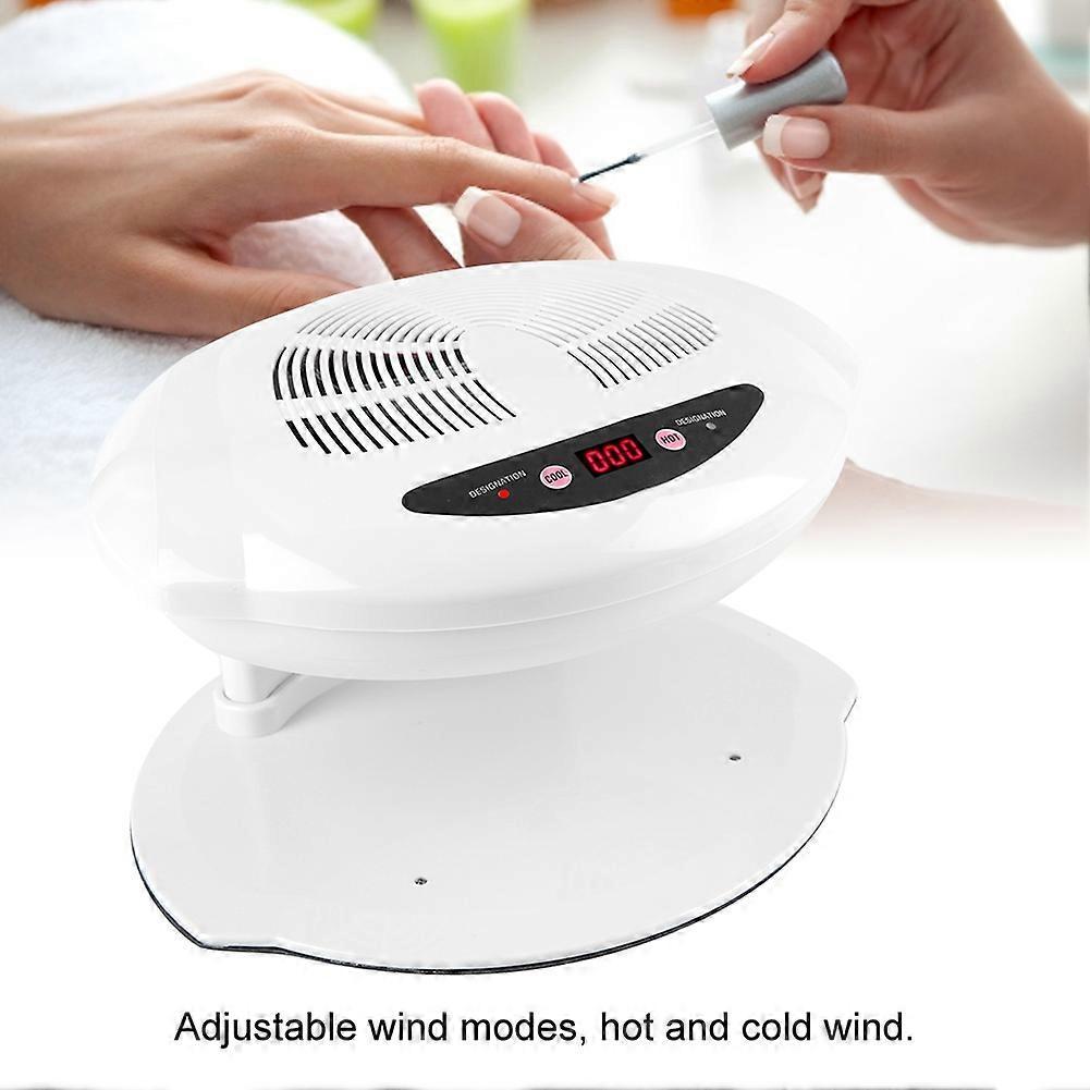 Hot & Cold Air Nail Dryer Warm Cool Nail Polis Drying Fan Manicure Tool White
