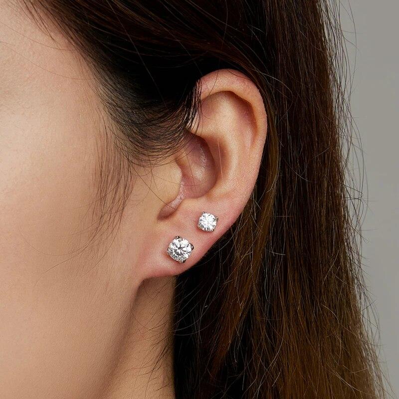 D Color VVS1 EX 1CT Moissanite Stud Earrings for Women 925 Sterling Silver Wedding Gift Top Quality Dazzling Earrings