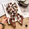 Paisley Houndstooth Printed Square Scarf Coffee Thin Smooth Neck Scarf Vintage Sunscreen Headscarf For Women 70cm