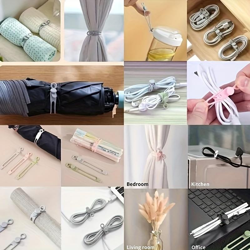 50/20/10/5pcs Silicone Multifunctional Cable Organizer Winder Storage Holder Bag with Zip Tie, Twist, and Clip Functions