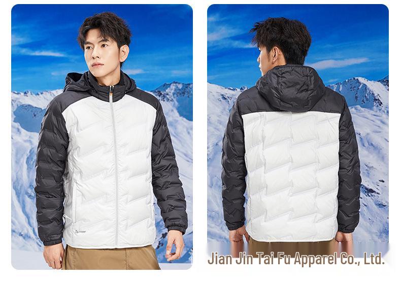 Men's & Women's Thickened Color Block Hooded Down Jacket - Autumn/Winter Outdoor Warm Outerwear