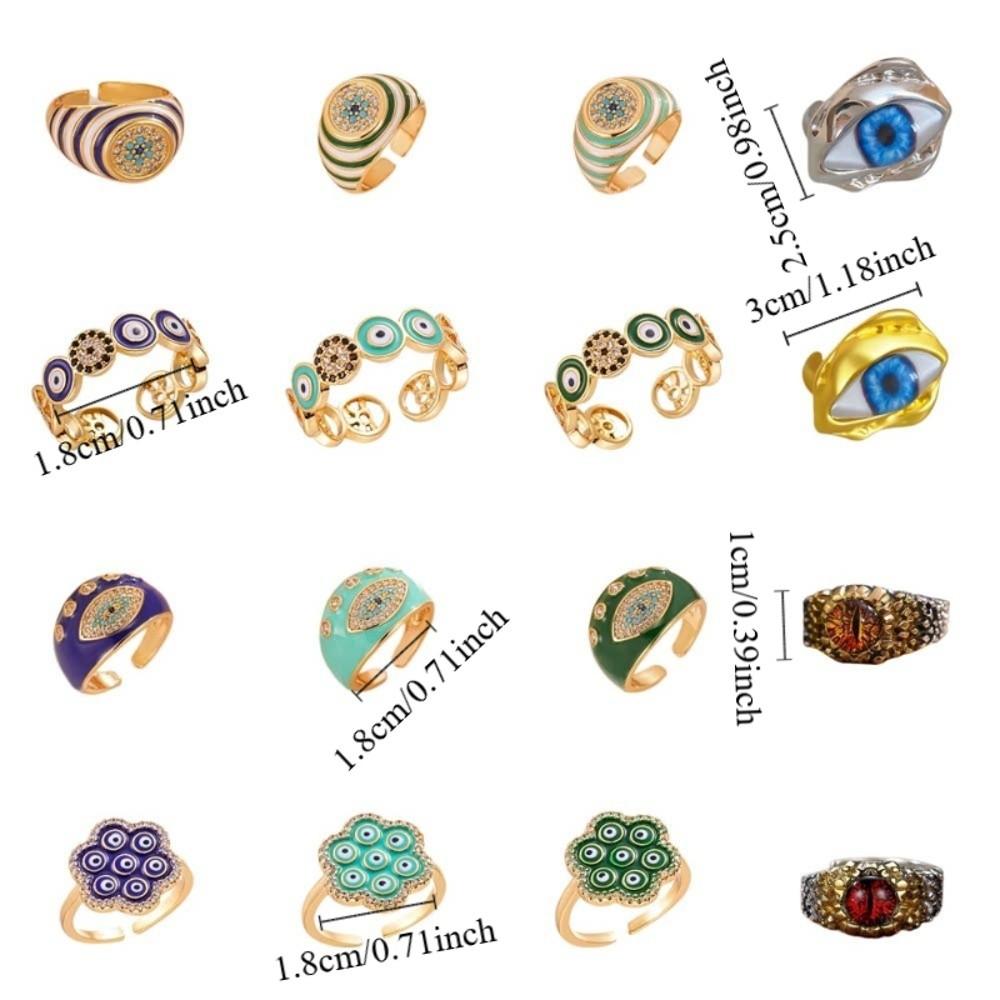 Zinc Zinc Alloy Copper Devil's Eye Ring Vintage Opening Finger Ring Glaze Luxury Ring  Clothes Accessories