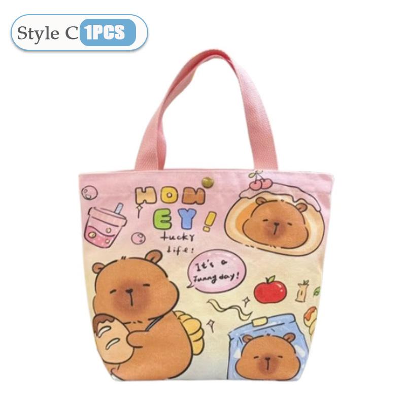 1-20PCS Cartoon Canvas Bag Novelty Tote Bag Kapibara Inner Daily Large Capacity Shoulder Bag Cartoon Capybara Kawaii Hand Bags