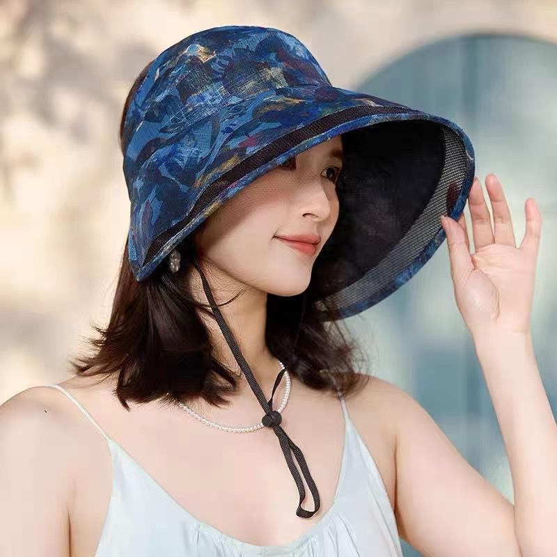 Empty Top Hat, South Korea, New Style, Female, Outdoor Breathable, UV Resistant, Large Brimmed Sun Hat, Leaf Flower Cloth Sun Hat