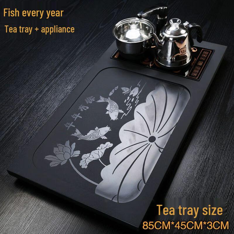 Light Luxury Handmade Black Gold Stone Gongfu Tea Tray