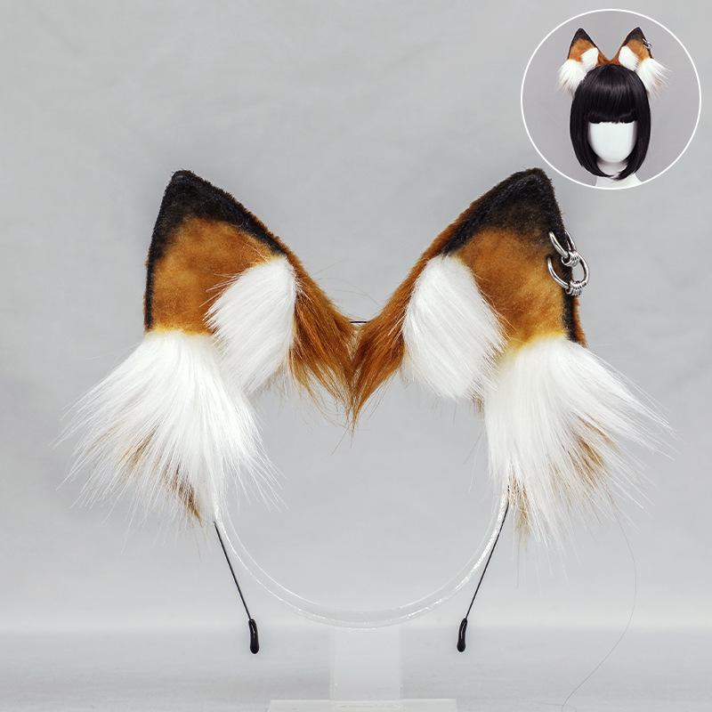 Handmade Simulation Sweet Cool Yk Animal Ears Headband Accessories Internet Celebrity Live Show Props Husky Dog Ears Headgear