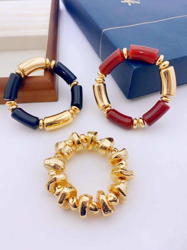 European & American 3-Piece Acrylic Bamboo Bead Necklace