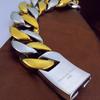 32mm Width Bling Massive 316L Stainless Steel Steel & Gold Hip Hop Bracelet Designer Chrams