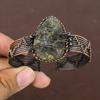 Natural Rough Prehnite Gemstone Handmade Copper Wire Wrap Bangle Adjustable K5G77