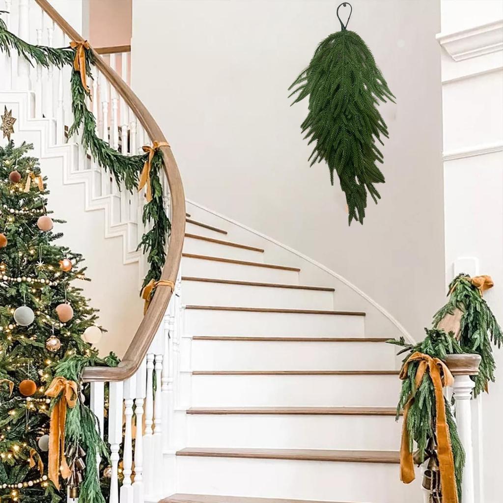 Christmas Artificial Teardrop Door Decoration, Fake Needle Teardrop Door Decoration