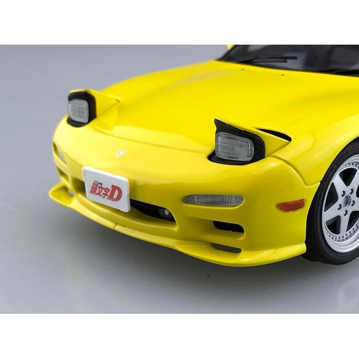 AOSHIMA Initial D No.12 Takumi Fujiwara FD3S RX-7 First Edition 1/24 Scale Model Kit, Yellow