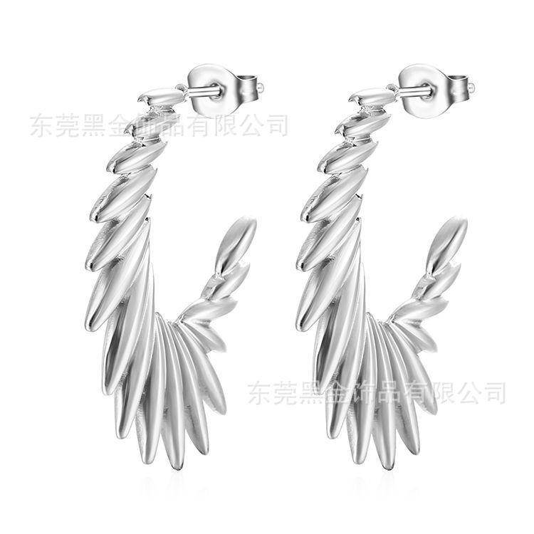 

Модные серьги из нержавеющей стали с крыльями ангела, женские серьги-клипсы, простые серьги из титана 18K