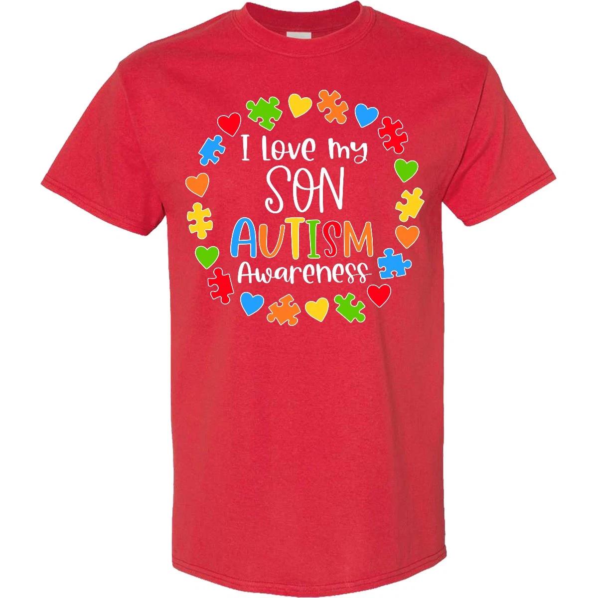 Inktastic I Love My Son Autism Awareness T-Shirt Dad Parents Child Puzzle Pieces 100