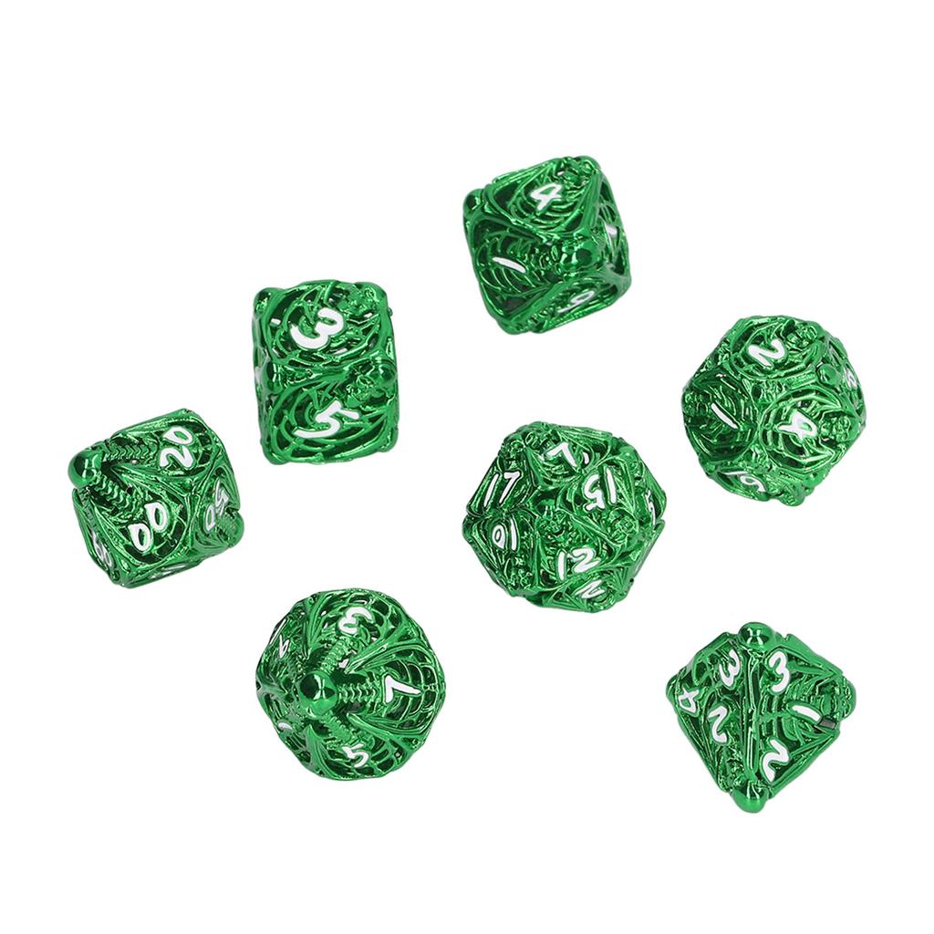 7 Stück Hohlmetall Würfelset Erwachsene Feiertagsparty Brettspiel Polyedrische Würfel für Rollenspiel