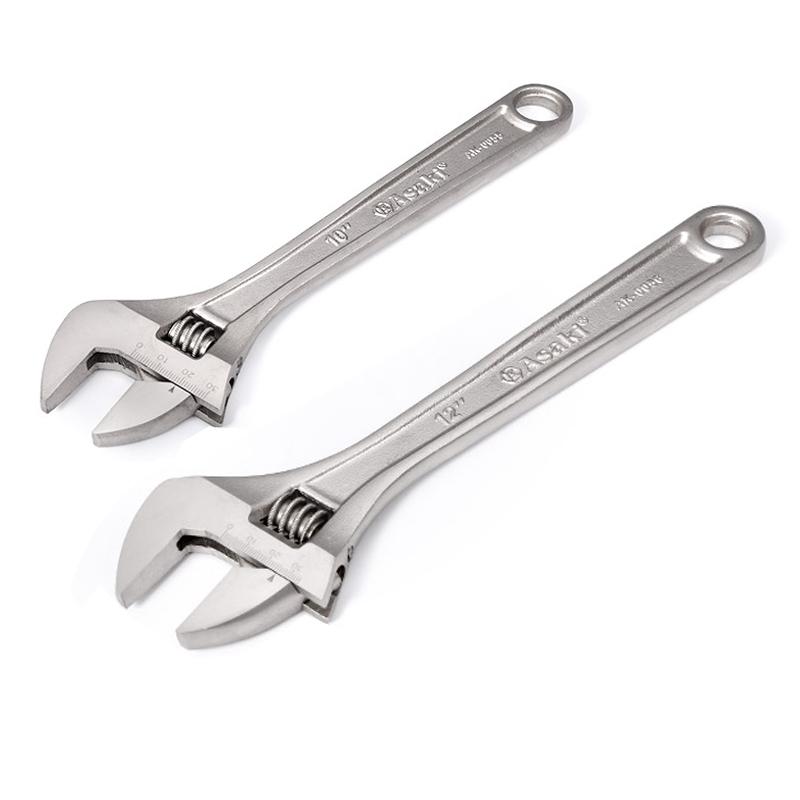 Adjustable Wrench Large Openin Long Handle Universal Spanner Carbon Steel Wrench Clamp Mechanical Workshop Hand Car Repair Tools