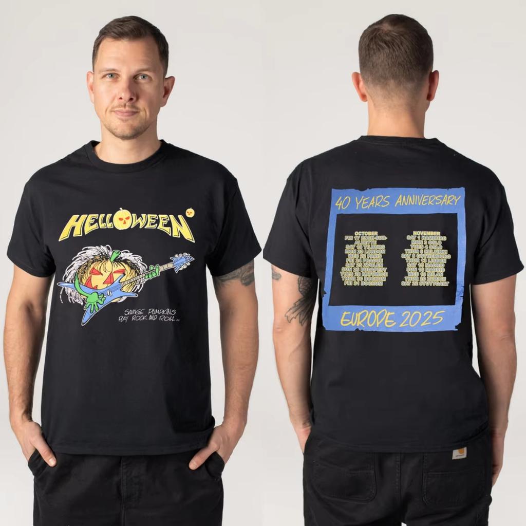 T-shirt Unisex Estiva Manica Corta Vestibilità Slim con Grafica di Helloween Cotone Puro Marca di Moda Casual di Lusso Vintage