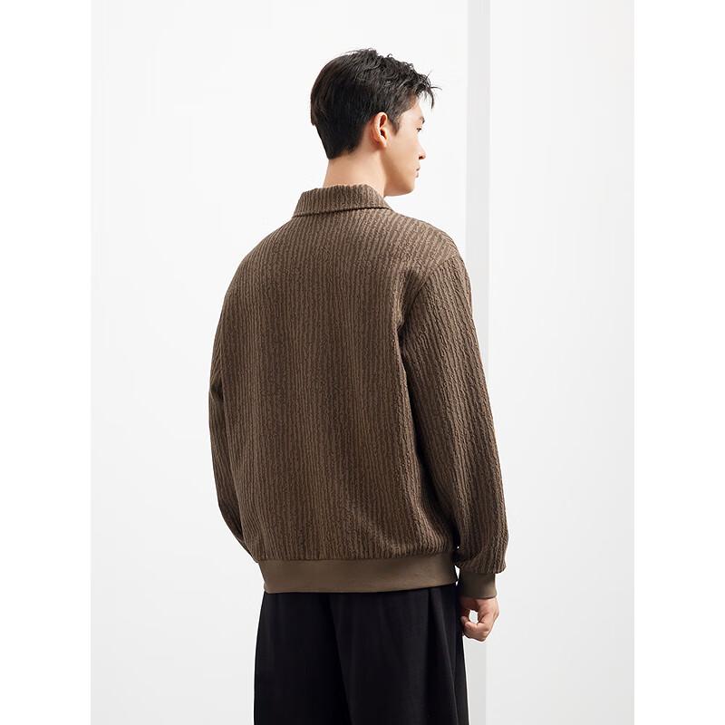 GXG Men's Wood Grain Texture Casual Lapel Sweatshirt