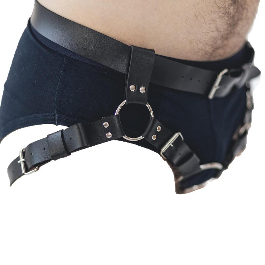 Men's Erotic Leather Restraint & Underwear Set - Couple's Bondage Toys